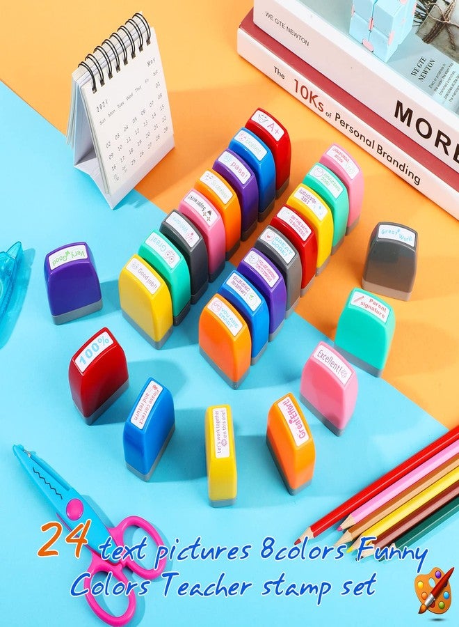 Jexine 24 Pcs Teacher Stamps for Classroom Self Inking Grading Stamps Parent Signature School Teacher Motivation Encouraging Comments for Kids Education Homework School Prizes(Classic) - Image 2