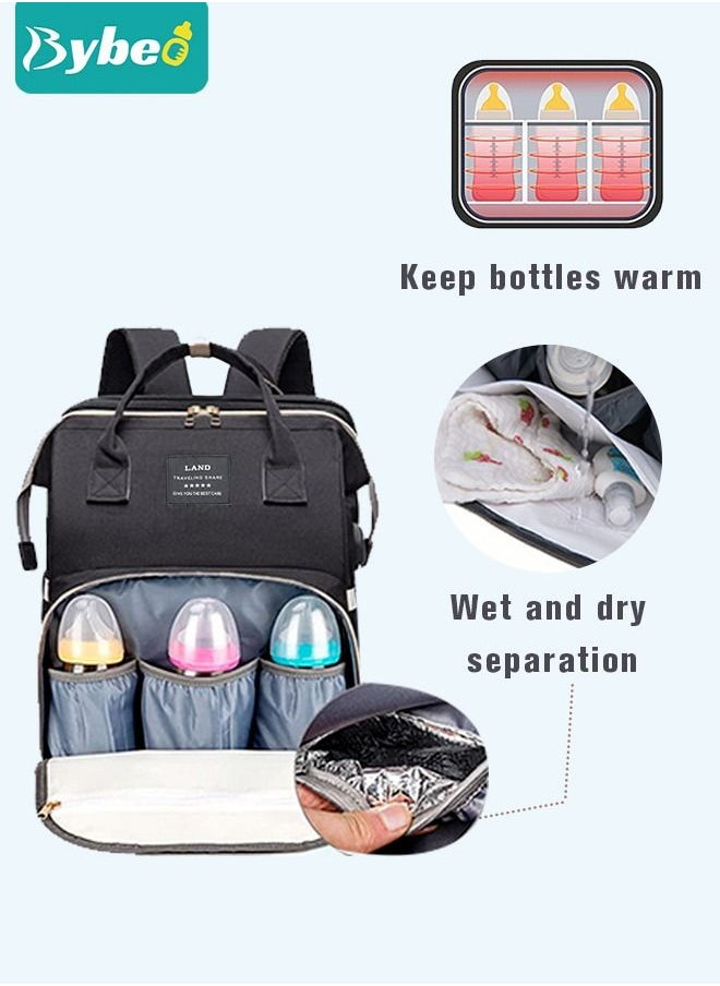 Bybeo - Baby Diaper Bag Backpack, Multifunction Diapers Changing Station & Toy Bar for Outdoor and Travel, Infant Shower Gifts, Large Capacity, USB Port, 3 Toys - Image 1
