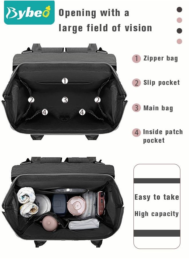 Bybeo - Baby Diaper Bag Backpack, Multifunction Diapers Changing Station & Toy Bar for Outdoor and Travel, Infant Shower Gifts, Large Capacity, USB Port, 3 Toys - Image 1