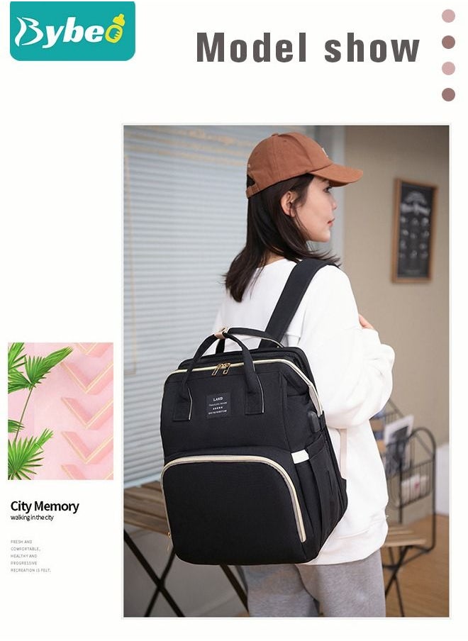 Bybeo - Baby Diaper Bag Backpack, Multifunction Diapers Changing Station & Toy Bar for Outdoor and Travel, Infant Shower Gifts, Large Capacity, USB Port, 3 Toys - Image 1