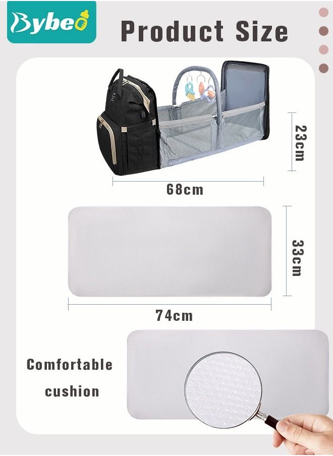 Bybeo - Baby Diaper Bag Backpack, Multifunction Diapers Changing Station & Toy Bar for Outdoor and Travel, Infant Shower Gifts, Large Capacity, USB Port, 3 Toys - Image 1