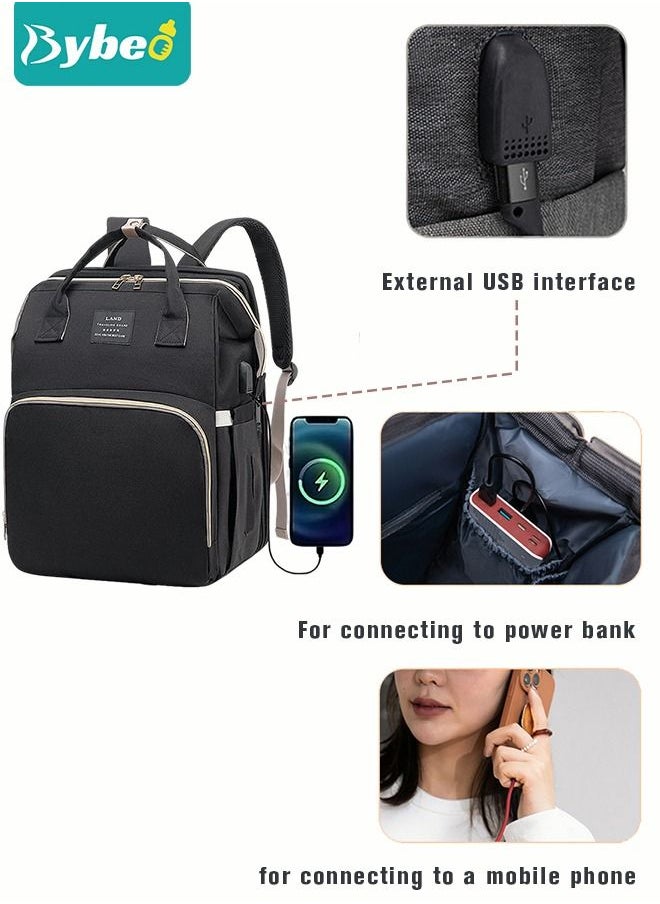Bybeo - Baby Diaper Bag Backpack, Multifunction Diapers Changing Station & Toy Bar for Outdoor and Travel, Infant Shower Gifts, Large Capacity, USB Port, 3 Toys - Image 1