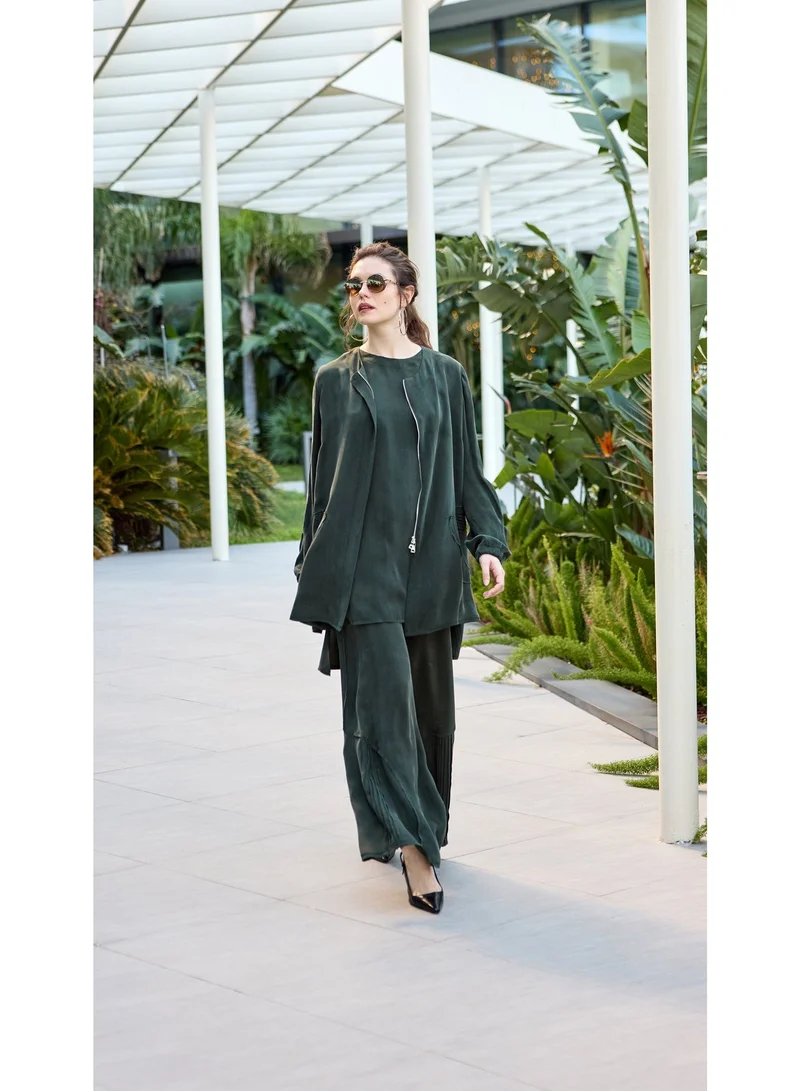 MissWhence  Elegant Zip-Front Two-Piece Set for Women - Green for Women | Best Price UAE