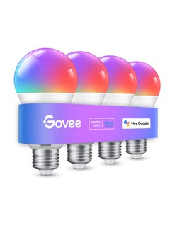 Govee Govee Smart Light Bulbs, Color Changing Light Bulb, Work with Alexa and Google Assistant, 16 Million Colors RGBWW, WiFi & Bluetooth LED Light Bulbs, Music Sync, A19, 800 Lumens, 4 Pack  - Image 1