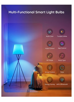 Govee Govee Smart Light Bulbs, Color Changing Light Bulb, Work with Alexa and Google Assistant, 16 Million Colors RGBWW, WiFi & Bluetooth LED Light Bulbs, Music Sync, A19, 800 Lumens, 4 Pack  - Image 2