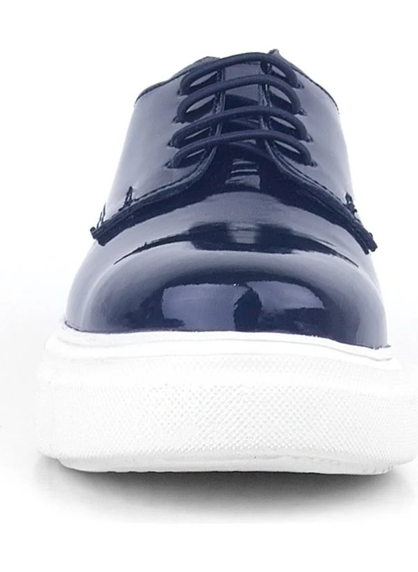 راكربلاس Derby Navy Blue Patent Leather White Sole Children's Classic Shoes