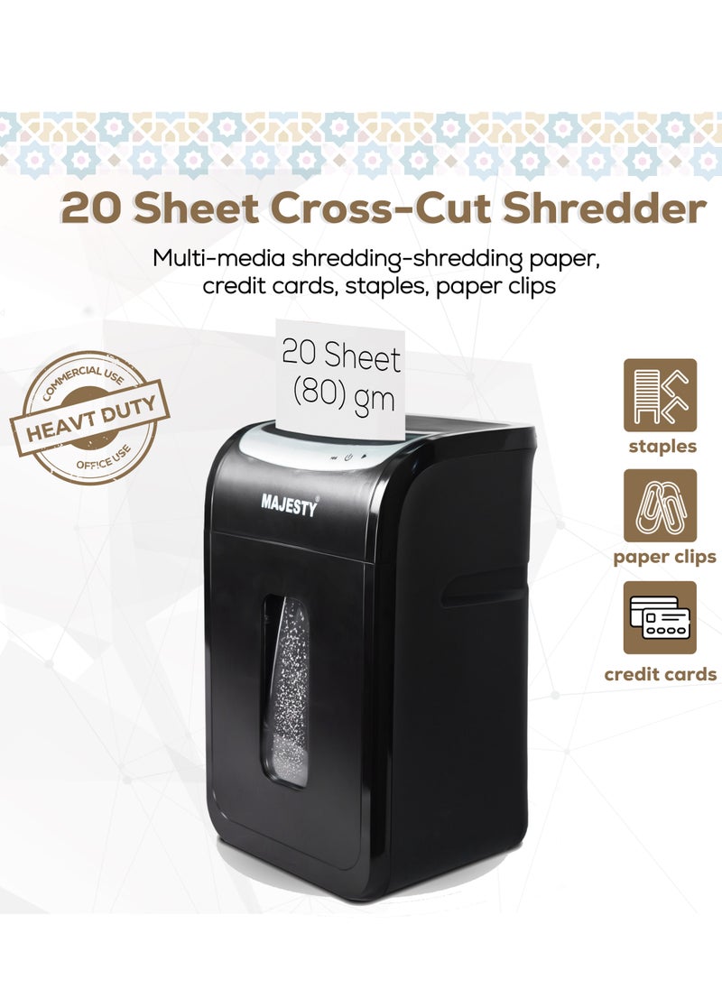 Majesty - "Majesty Paper Shredder – The Ultimate Solution for Organizing Documents at Home and Office!"  Experience the exceptional performance of this advanced shredder, which can handle up to 20 sheets at once with cross-cut technology, providing maximum security for your sensitive documents.  It effortlessly shreds paper, staples, and credit cards, making it your ideal partner for tackling daily challenges with flexibility and efficiency. Designed for heavy-duty use, it delivers reliable performance, helping you organize your documents effectively and securely.  Don’t let clutter hinder your productivity! Choose Majesty for peace of mind and a perfectly organized workspace with ease and professionalism! - Image 1