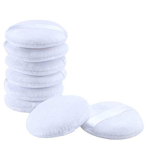 Senkary 8 Pieces Powder Puff Face Soft Cotton Makeup Powder Pads for Loose, Setting, Pressed and Body Powder, White (2.36 Inch) - Image 5