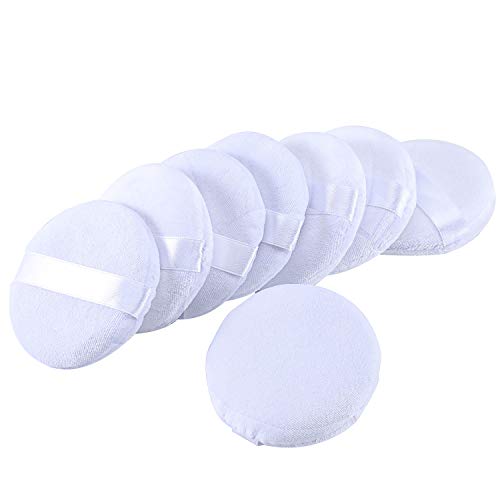 Senkary 8 Pieces Powder Puff Face Soft Cotton Makeup Powder Pads for Loose, Setting, Pressed and Body Powder, White (2.36 Inch) - Image 4
