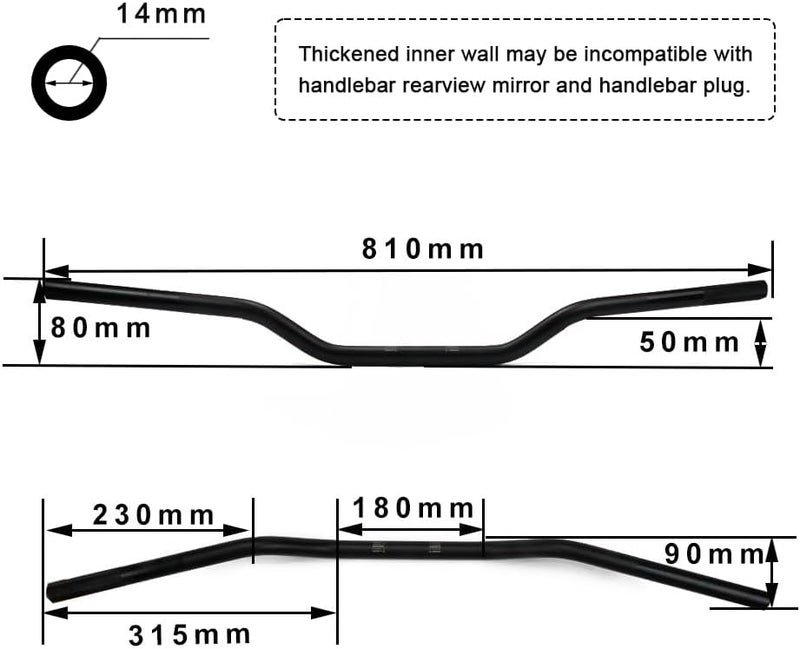 USTPO 7/8" Motorcycle Handlebar - Black - Image 5