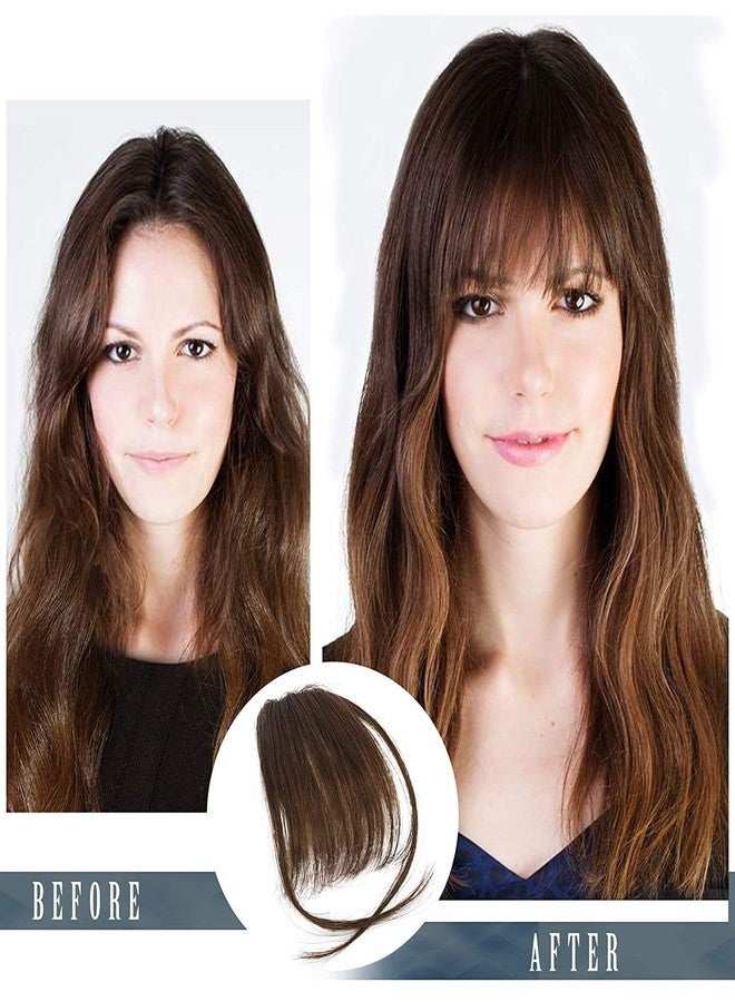 BARSDAR Human Hair Clip in Bangs - 100% Real Human Hair Clip in Bangs for Women - Darker Brown French Bangs Extensions Fringe with Temples Real Hair Bangs Hairpieces - Darker Brown - Image 4
