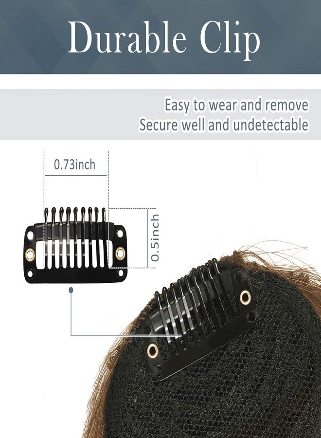 BARSDAR Human Hair Clip in Bangs - 100% Real Human Hair Clip in Bangs for Women - Darker Brown French Bangs Extensions Fringe with Temples Real Hair Bangs Hairpieces - Darker Brown - Image 5