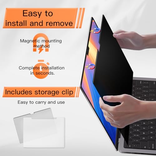 Mamol Magnetic Privacy Screen for MacBook Pro 13 Inch(2016-2022, M1, M2), Anti Glare Blue Light Filter with Camera Cover, Anti Spy Laptop Screen Protector - Image 3