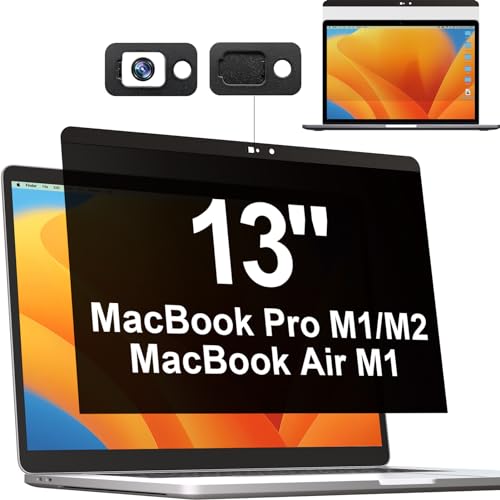 Mamol Magnetic Privacy Screen for MacBook Pro 13 Inch(2016-2022, M1, M2), Anti Glare Blue Light Filter with Camera Cover, Anti Spy Laptop Screen Protector - Image 1