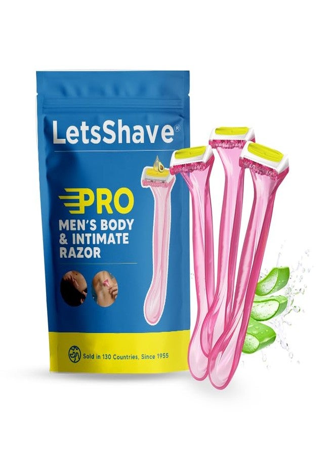 LetsShave Disposable Intimate Razor for Men - Protective Comb, Use & Throw, Waterproof Wet & Dry, Pubic Hair & Groin Grooming (Pack of 3) - Image 1