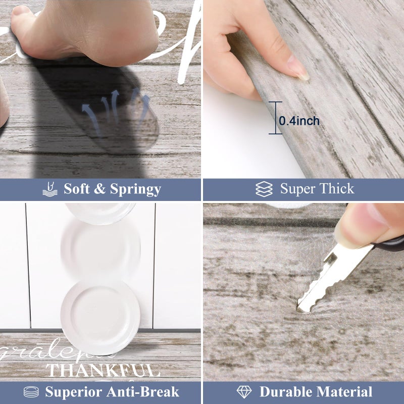 HEBE Anti Fatigue Kitchen Mat Set of 2 Non Slip Cushioned Kitchen Mats for Floor Waterproof Farmhouse Kitchen Rugs and Mats Set Comfort Standing Desk Mat Carpet for Sink,Office,Laundry - Image 3