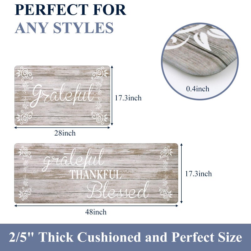 HEBE Anti Fatigue Kitchen Mat Set of 2 Non Slip Cushioned Kitchen Mats for Floor Waterproof Farmhouse Kitchen Rugs and Mats Set Comfort Standing Desk Mat Carpet for Sink,Office,Laundry - Image 2