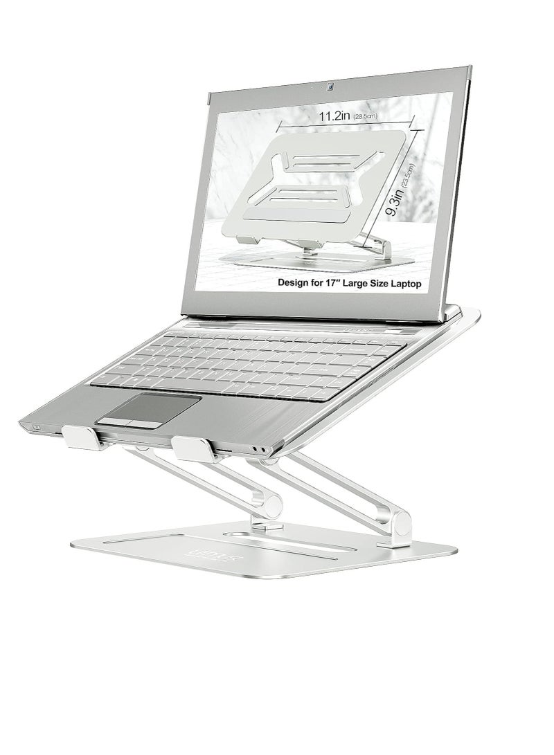 Adjustable Aluminum Laptop Desk Stand Notebook Holder Compatible with Mac Air Pro Ultra and All 11-17 Inch Devices (Silver) Ormest, Ormest - Image 1
