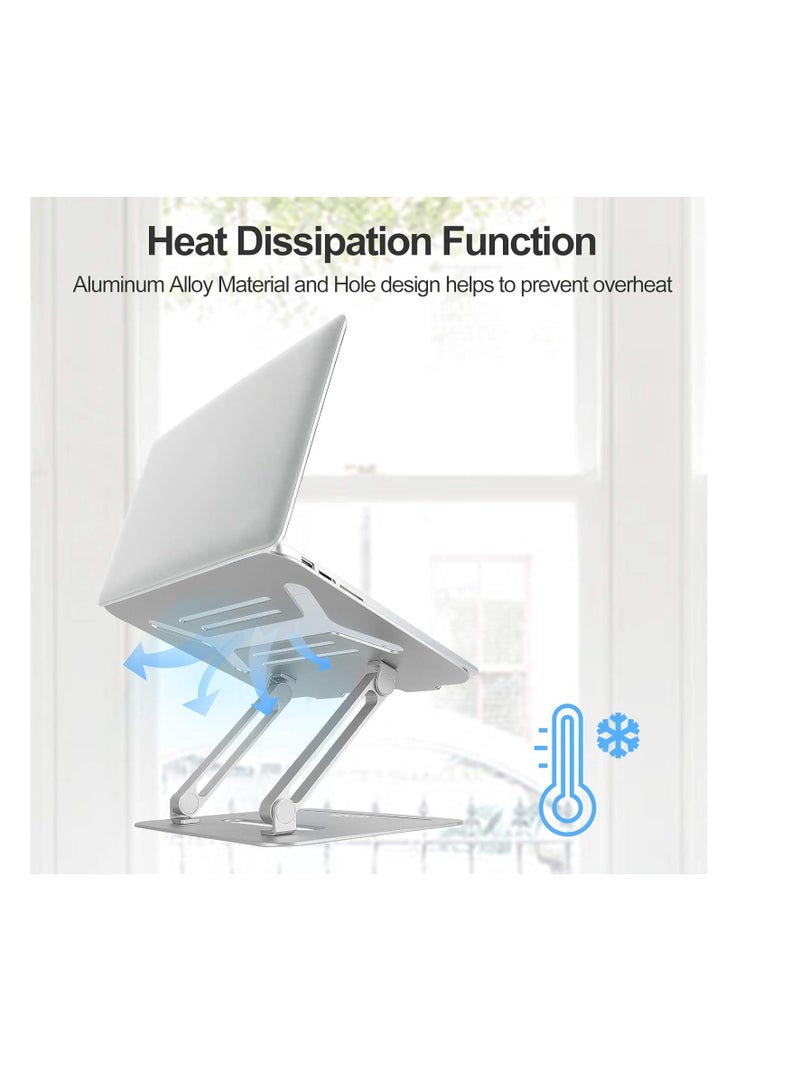 Adjustable Aluminum Laptop Desk Stand Notebook Holder Compatible with Mac Air Pro Ultra and All 11-17 Inch Devices (Silver) Ormest, Ormest - Image 3