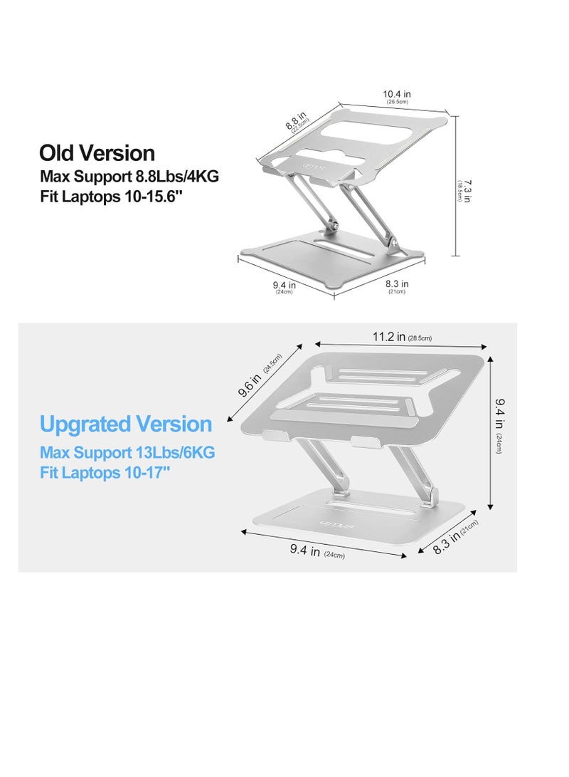 Adjustable Aluminum Laptop Desk Stand Notebook Holder Compatible with Mac Air Pro Ultra and All 11-17 Inch Devices (Silver) Ormest, Ormest - Image 4