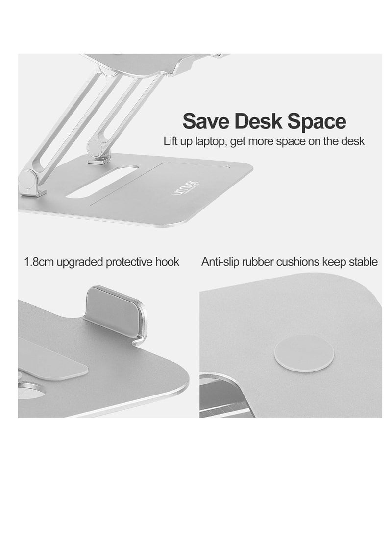 Adjustable Aluminum Laptop Desk Stand Notebook Holder Compatible with Mac Air Pro Ultra and All 11-17 Inch Devices (Silver) Ormest, Ormest - Image 5