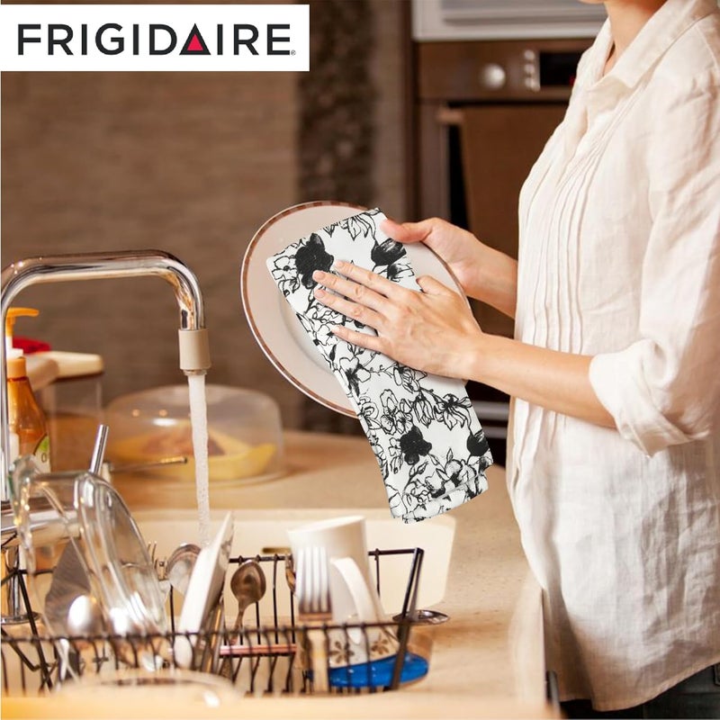 FRIGIDAIRE Blyth 2-Piece Cotton Kitchen Towel Set-Black and Flower Print - Image 5