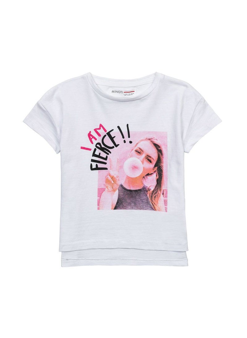 MINOTI Girls Short Sleeve T-Shirt with Front Print  - Image 1