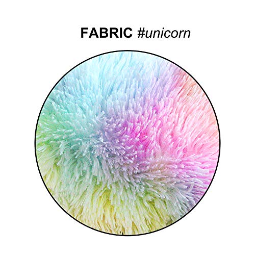 Uhomy 2 Packs Fluffy Accent Pillows Cover 18"x18", Soft Unicorn Colorful Faux Fur Throw Pillow Case, Modern Luxury Decorative Square Cushion Cover for Farmhouse Home Decor for Sofa/Bed/Chair, 45x45cm - Image 2