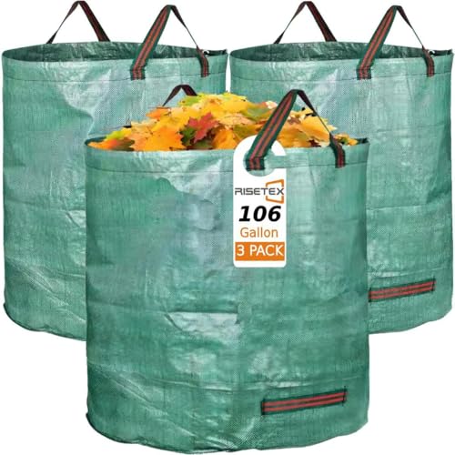 RISETEX Leaf Collector 3Pack 106Gal EcoFriendly Reusable Leaf Bags HeavyDuty SelfStanding Yard Waste Container w4 Handles for Lawn Maintenance Outdoor Recycling - Image 1