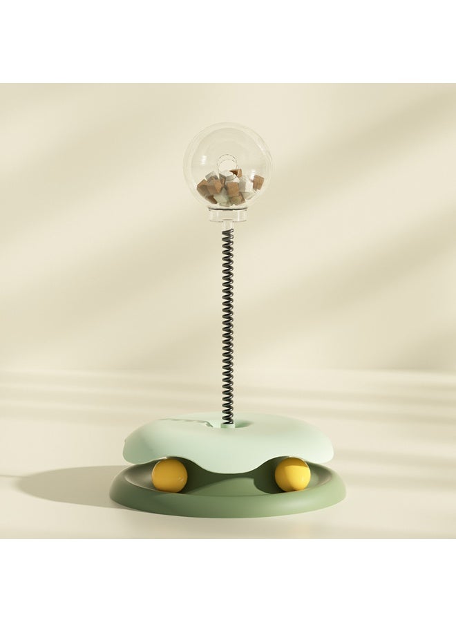 Multifunctional Interactive Cat Toy with Transparent Leaking Food Ball, Tunnel Base with Play Balls, Flexible Spring Wand for Movement Stimulation, Mental Stimulation and Boredom Relief Toy for Indoor Cats, Suitable for All Cat Sizes - Image 1