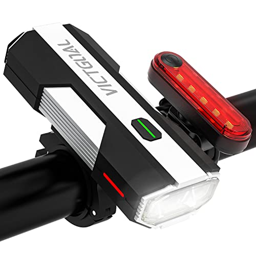 VICTGOAL Cycle Lights USB Rechargeable Bicycle Headlight and Tail Light Set, Powerful LED High Brightness with 6 Modes Waterproof Bicycle Lights Front and Back for Night Cycling (700 Lumen) - Image 1