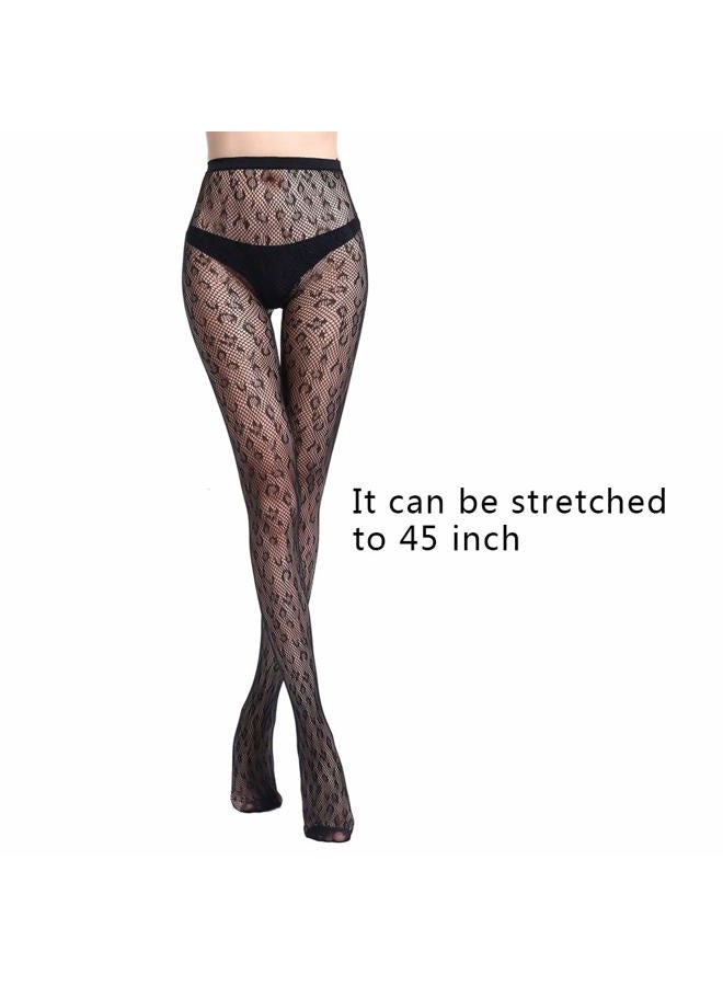 HOVEOX 6 Pairs Lace Patterned Tights Fishnet Floral Stockings Small Hole Pattern Leggings Tights Net Pantyhose, Black, One size - Image 4