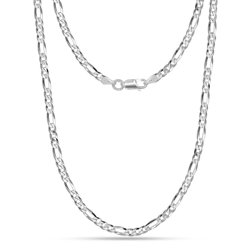 LeCalla 925 Sterling Silver 4mm Figaro Chain Necklace | BIS Hallmarked Sterling Silver Diamond Cut Solid Figaro Link Chain Necklace for Teen and Women 16,18,20,22,24,26 Inches - Image 1