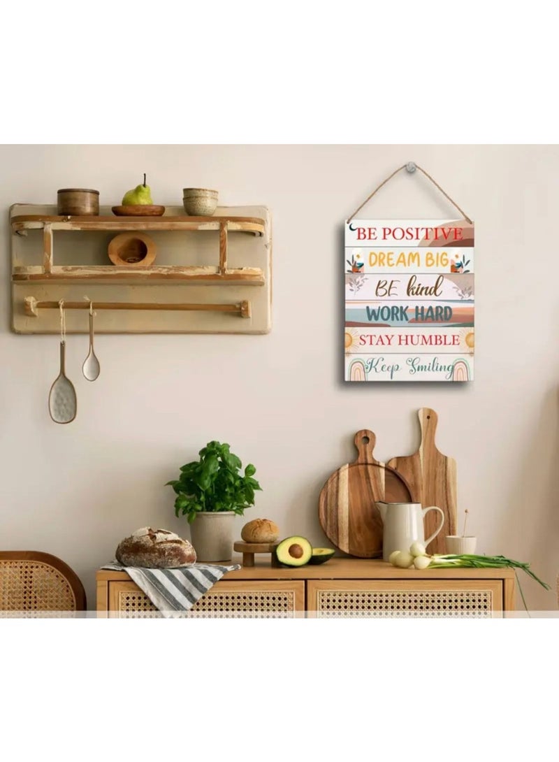 Decorhills Decorative Signage Motivational Quotes Wall Art Multicolor Wooden Wall Hanging Inspirational Quote Wall Art Canvas Home Decor for Living Room Office Bedroom - Image 1