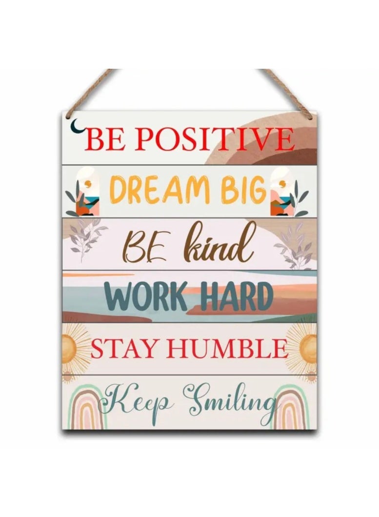 Decorhills Decorative Signage Motivational Quotes Wall Art Multicolor Wooden Wall Hanging Inspirational Quote Wall Art Canvas Home Decor for Living Room Office Bedroom - Image 2