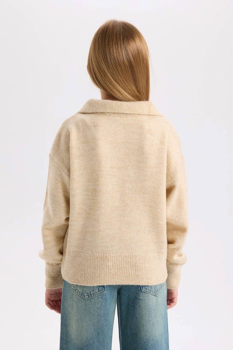 DeFacto Girl Regular Fit Polo Neck Basic Knitwear Pullover - Image 2