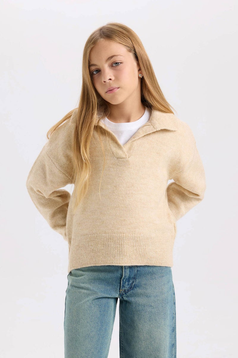DeFacto Girl Regular Fit Polo Neck Basic Knitwear Pullover - Image 5