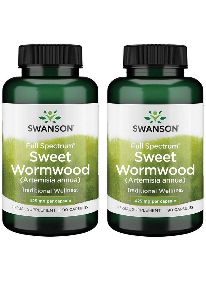 Swanson Sweet Wormwood - May Promote GI Gut Health, Microbial Balance & Digestive Health Support - Herbal Supplement with Artemisinin - (90 Capsules, 425mg Each) 2 Pack