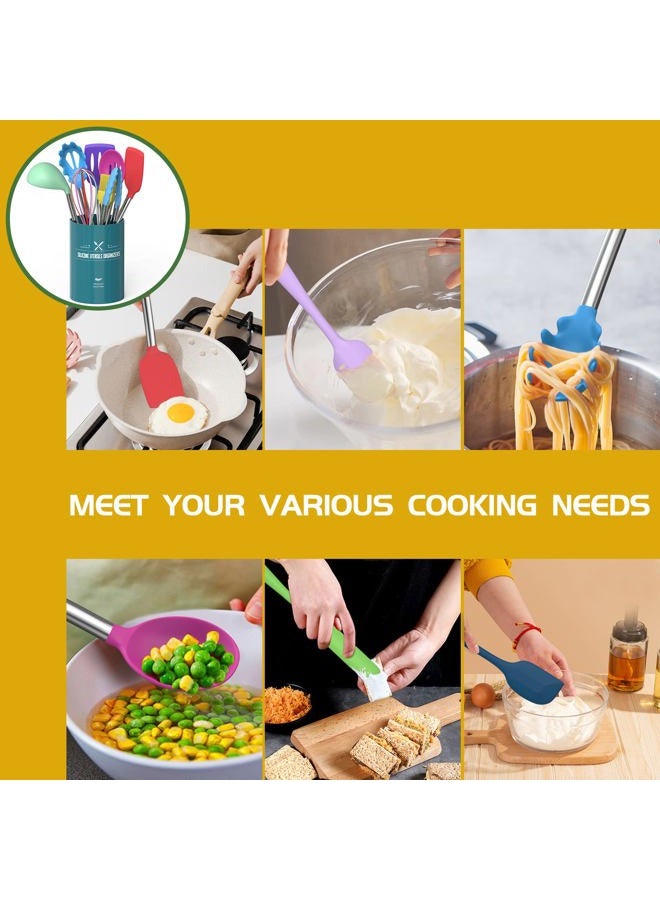 Umite Chef Kitchen Utensils Set 15 Pieces Silicone Heat Resistant Non-Stick BPA Free Stainless Steel Handle Spatula Spoon Tongs Whisk Cookware - Image 3