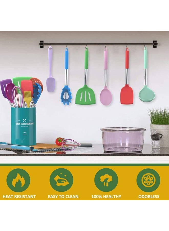 Umite Chef Kitchen Utensils Set 15 Pieces Silicone Heat Resistant Non-Stick BPA Free Stainless Steel Handle Spatula Spoon Tongs Whisk Cookware - Image 5
