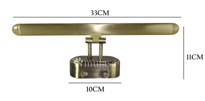 Mufasa 6 Watts Antique Brass Finish LED Photo Frame Bathroom Mirror Vanity Dressing Table Light Adjustable Head with 3 Step Light - Image 3