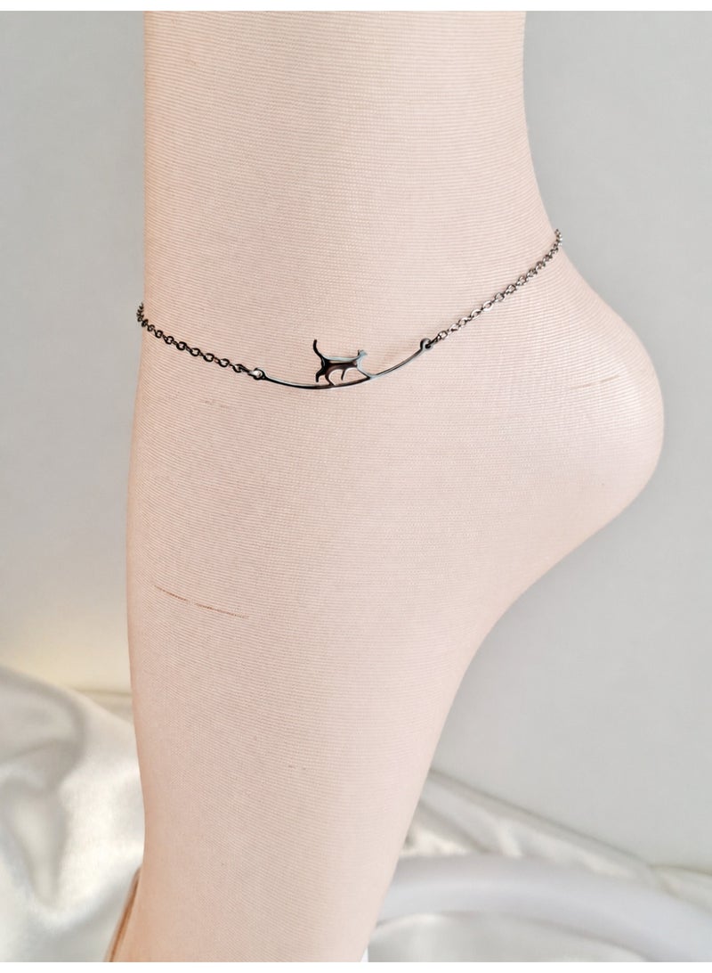 Trendy Cat Anklet silver - Image 1