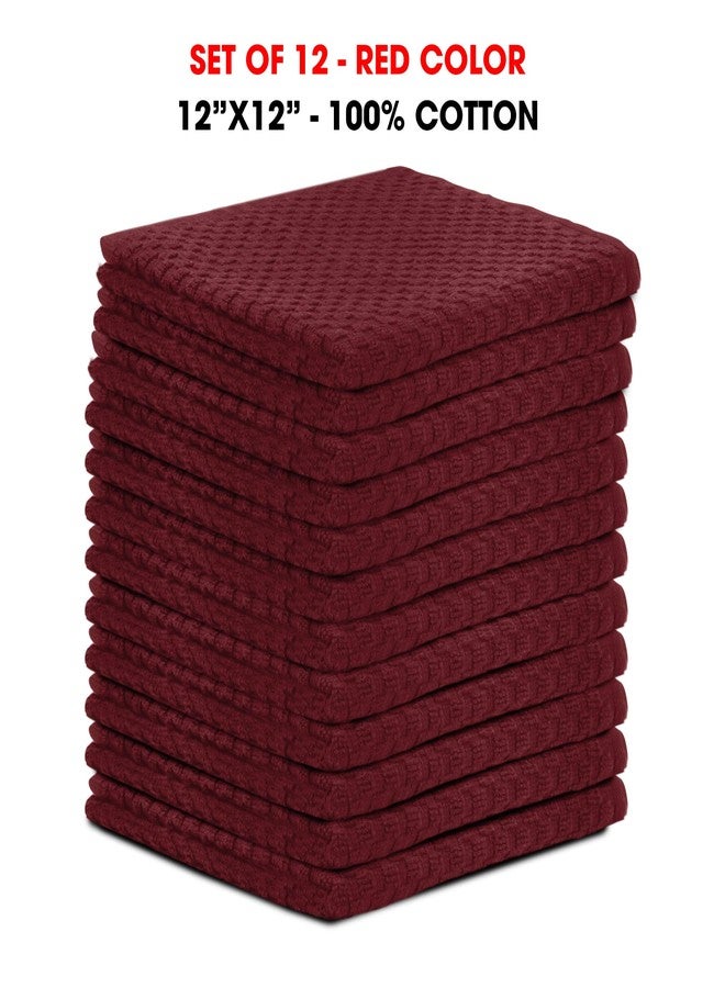 TALVANIA Dishcloths for Kitchen Cotton Terry Dish Cloths 12 Pack Soft and Absorbent Cleaning Dish Rag 12” X 12” Small Dish Towels (Red) - Image 5