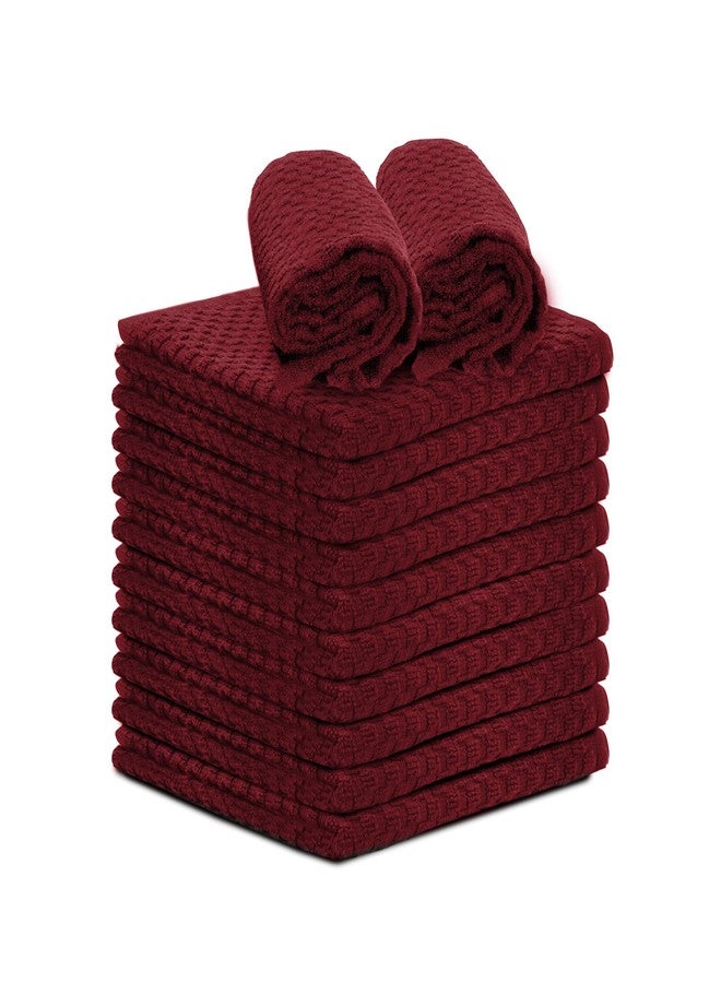 TALVANIA Dishcloths for Kitchen Cotton Terry Dish Cloths 12 Pack Soft and Absorbent Cleaning Dish Rag 12” X 12” Small Dish Towels (Red) - Image 1