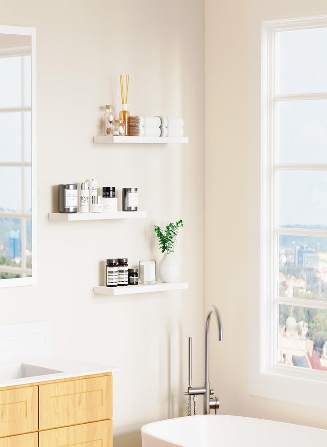 oridom Floating Shelves for Wall, White Wood Wall Shelf Set of 3, 24" Wall Mounted Floating Shelf for Kitchen - Image 4