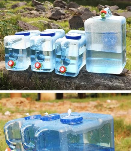 Zzooi 5L/1.3Gallon Mini Portable Square Beverage Water Container Dispenser with Spigot and Handle,Transparent Blue - Image 4