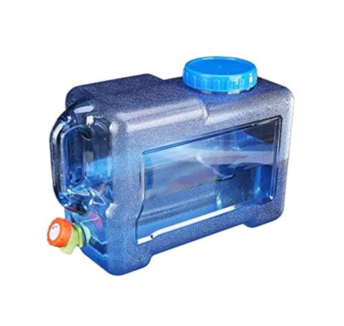 Zzooi 5L/1.3Gallon Mini Portable Square Beverage Water Container Dispenser with Spigot and Handle,Transparent Blue - Image 1
