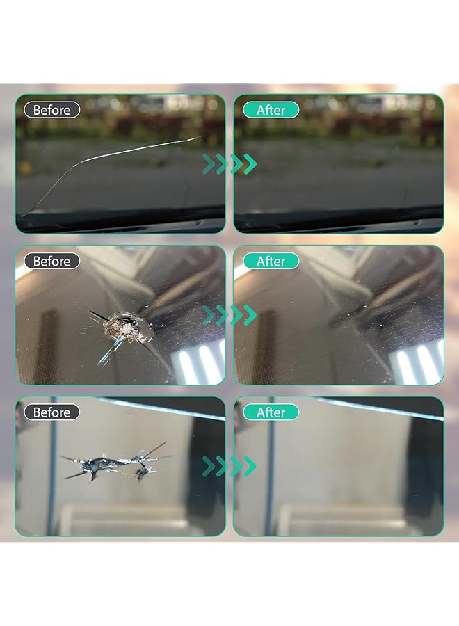 إكسفور طقم إصلاح الشقوق، طقم إصلاح زجاج السيارة الأمامي بنفسك، طقم إصلاح شقوق الزجاج الأمامي المطور، لإصلاح الشقوق الطويلة على شكل نجمة عين الثور (مجموعتان) - Image 5