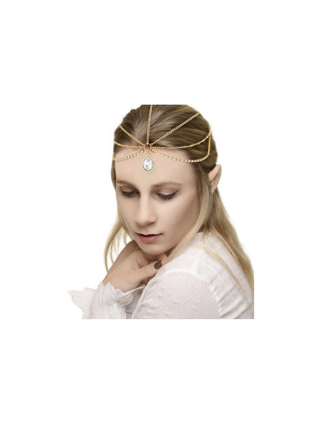 Hapdoo Fairy Crown Renaissance Fairy Hair Accessories For Women Fairy Headpiece For Women Fairy Crowns For Women Medieval Accessories Head Jewelry Head Chain Gold - Image 2