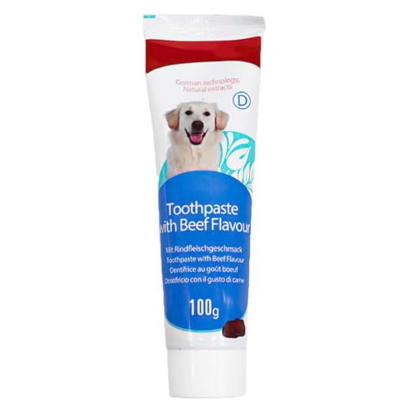 Pets Dental Toothpaste for Cats and Dogs, Beef Flavor, Cleans Teeth, Fights Bad Breath and Promotes Strong Teeth 100g - Image 1